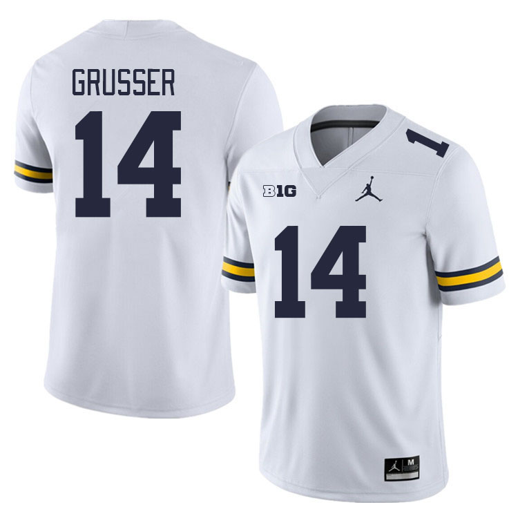 Michigan Wolverines #14 Jack Grusser College Football Jerseys Stitched Sale-White